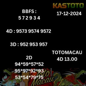 Toto macau 4d 13.00 tangggal 17-12-2024