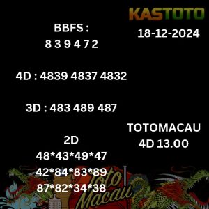 Toto macau 4d 13.00 tangggal 18-12-2024